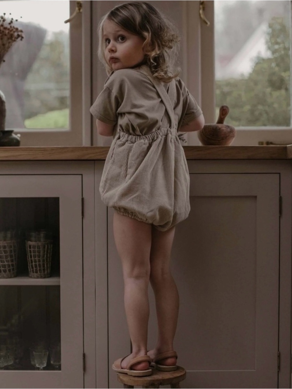 The Simple Folk Cowgirl Prairie Corduroy Bloomer Romper Oatmeal | Girls 9/10 Yrs